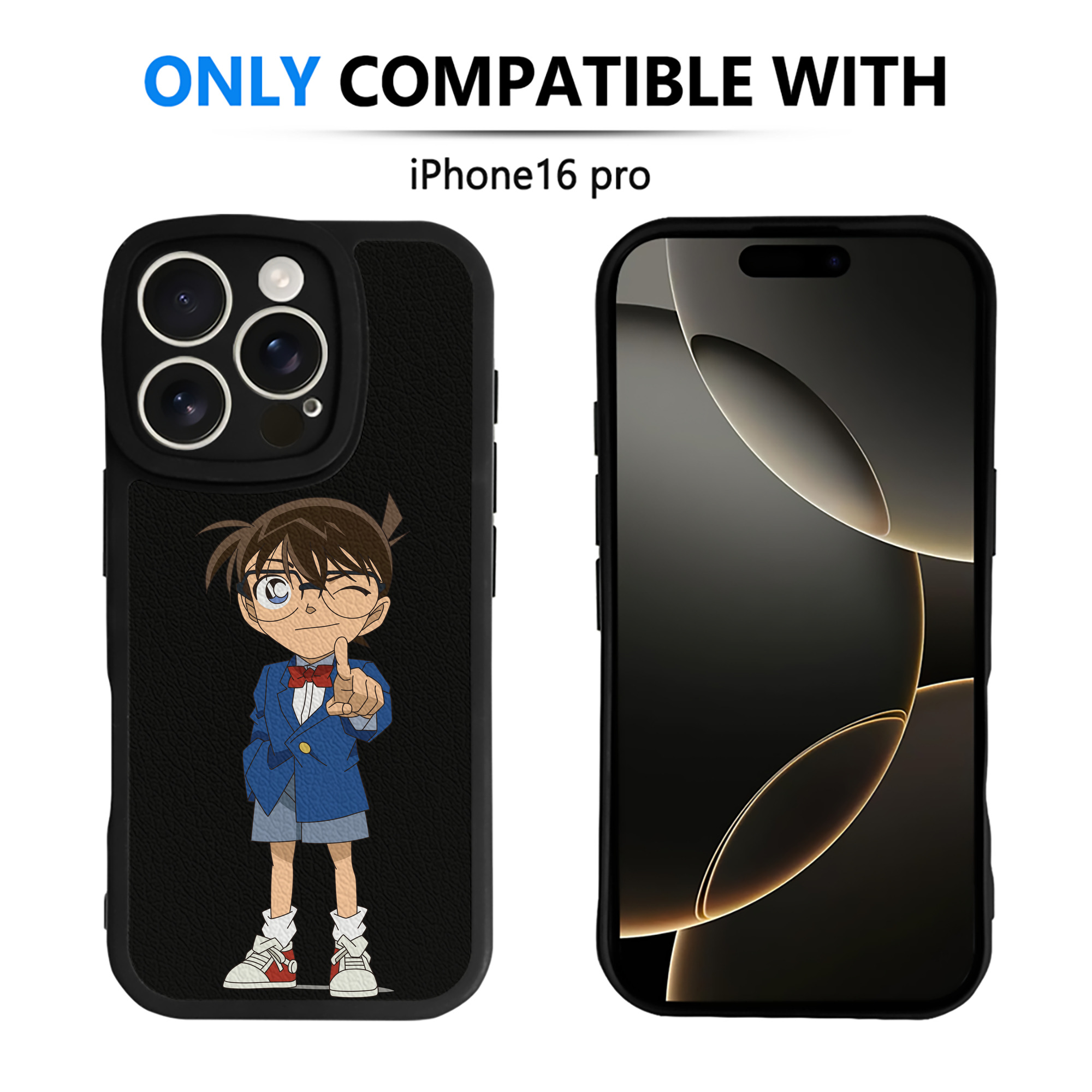 （画像用） 名探偵コナン 江戸川 コナン Detective Conan Conan Edogawa 【iPhone 16シリーズ対応】シリコンスマホケース（レザー調） 材質：シリコン